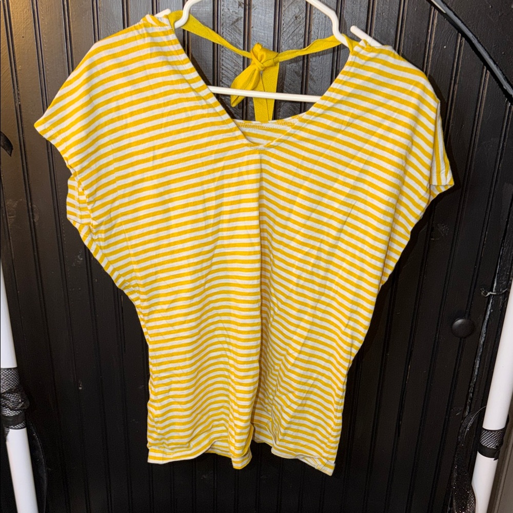 F&F Sunny Yellow Striped Short Sleeve Top